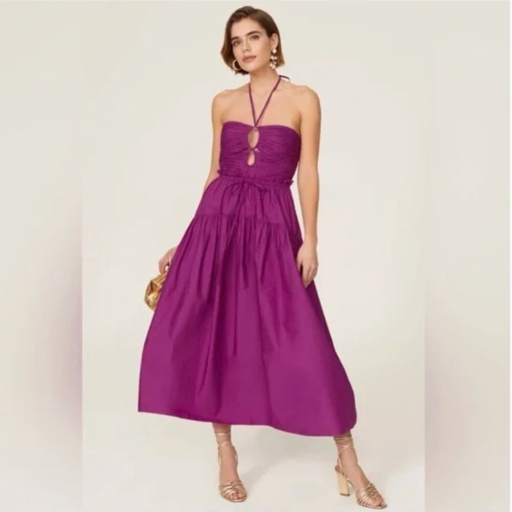 Ulla Johnson Ella Cutout Dress Tiered Skirt Cotton Purple Size 2